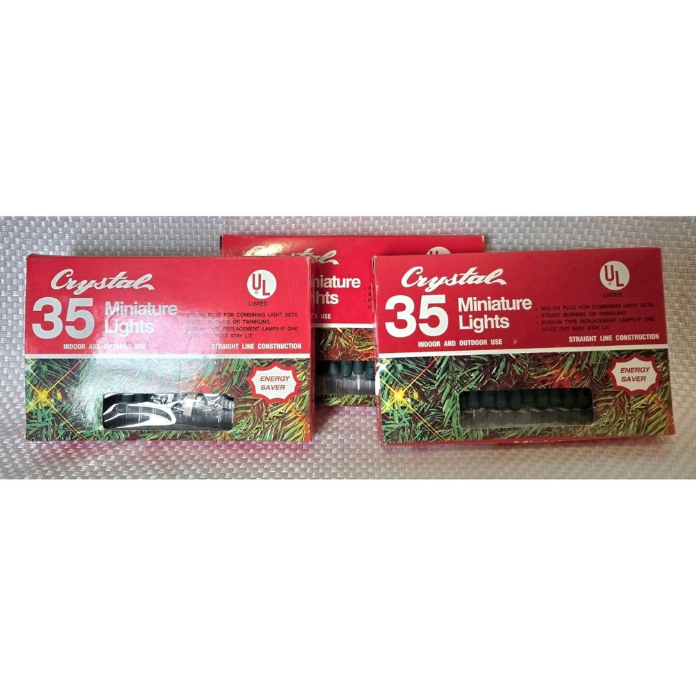 Set of 3 Crystal 35 Miniature Lights Indoor Outdoor Holiday String White 435
